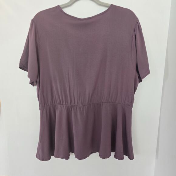 TORRID Women’s Plus Size Mauve Wrap Top Short Flutter Sleeves Tie Sz 1 1X New - Picture 6 of 9